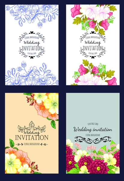 Carte d'invitation avec des éléments floraux — Image vectorielle