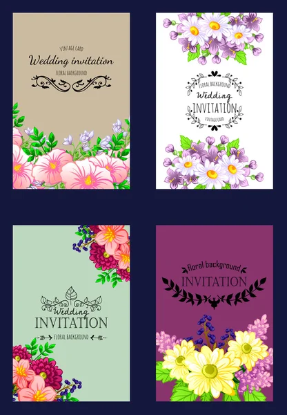 Carte d'invitation avec des éléments floraux — Image vectorielle