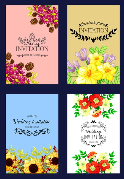 Tarjeta de invitación con elementos florales — Archivo Imágenes Vectoriales