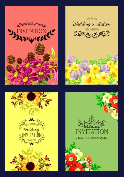 Tarjeta de invitación con elementos florales — Archivo Imágenes Vectoriales