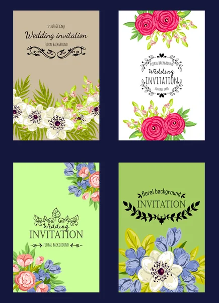 Carte d'invitation avec des éléments floraux — Image vectorielle