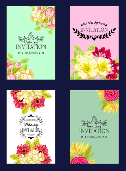 Invitation card with floral elements — Stock Vector