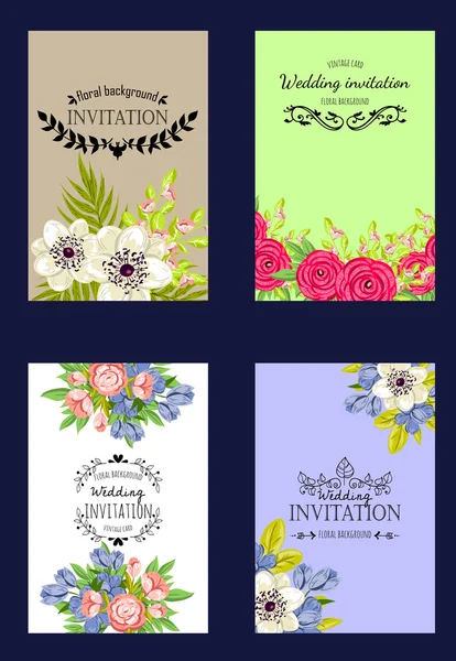 Carte d'invitation avec des éléments floraux — Image vectorielle