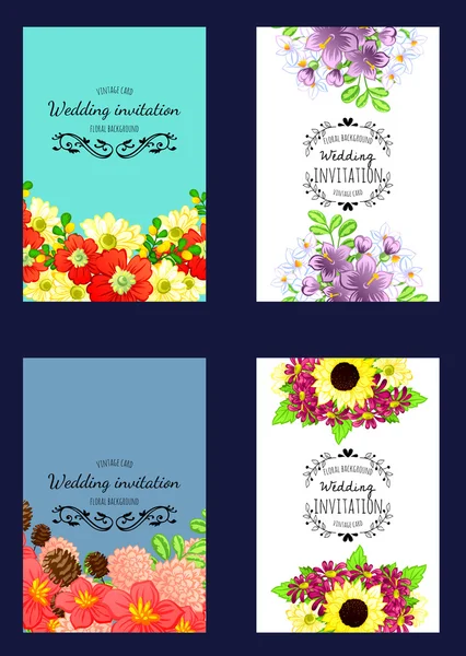 Cartão de convite com elementos florais — Vetor de Stock