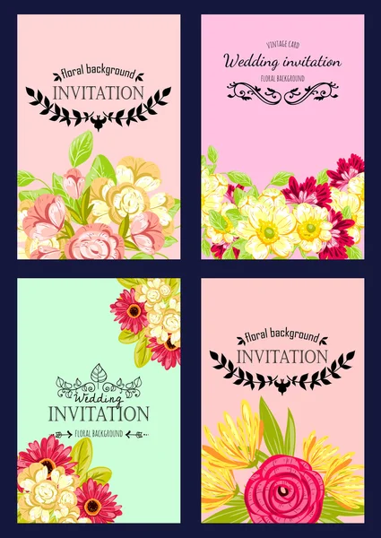 Invitasjonskort med blomsterelementer – stockvektor