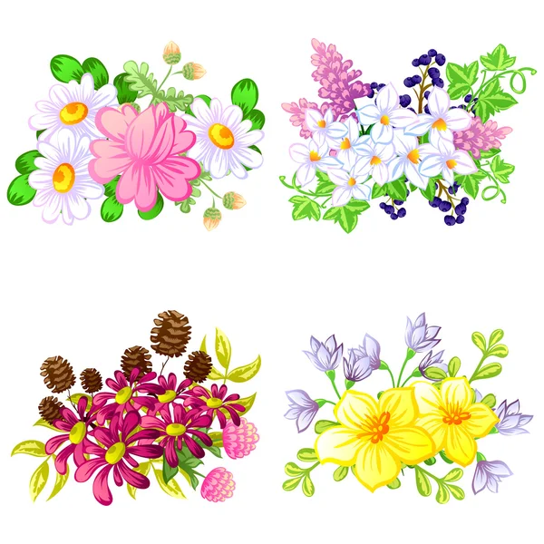 Flower bouquet set — Stock Vector