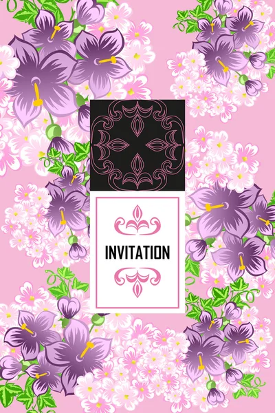 Invitation card with floral elements — Stock Vector