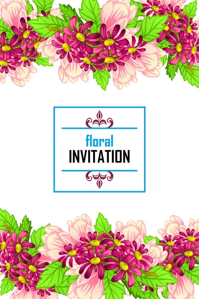 Invitation card with floral elements — Stock Vector