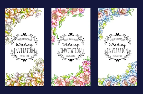 Tarjeta de invitación con elementos florales — Vector de stock