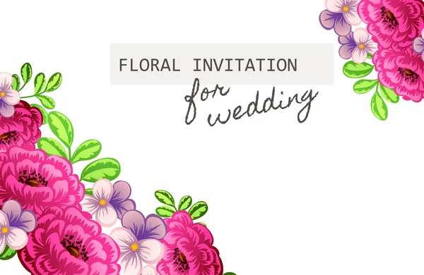 Carte d'invitation avec des éléments floraux — Image vectorielle