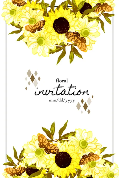 Carte d'invitation avec des éléments floraux — Image vectorielle