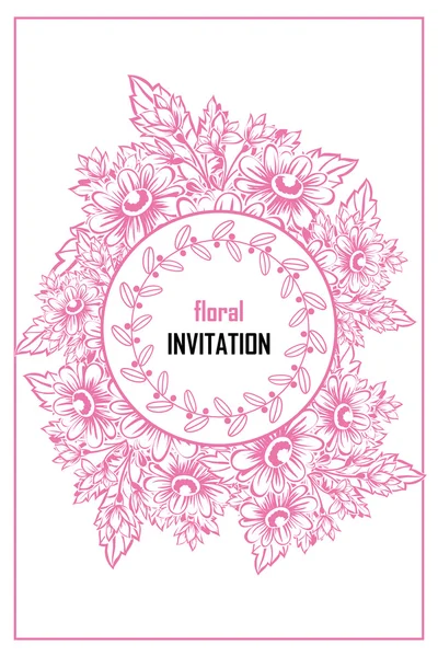 Tarjeta de invitación con elementos florales — Vector de stock