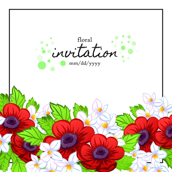 Carte d'invitation avec des éléments floraux — Image vectorielle