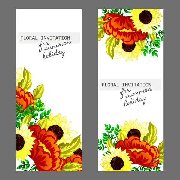 Carte d'invitation avec des éléments floraux — Image vectorielle