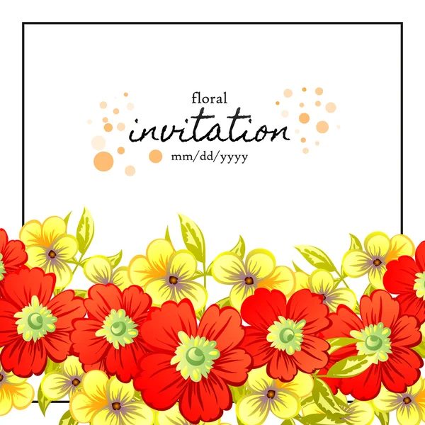 Carte d'invitation avec des éléments floraux — Image vectorielle