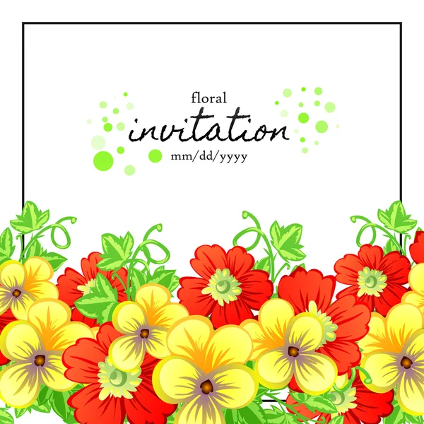 Carte d'invitation avec des éléments floraux — Image vectorielle