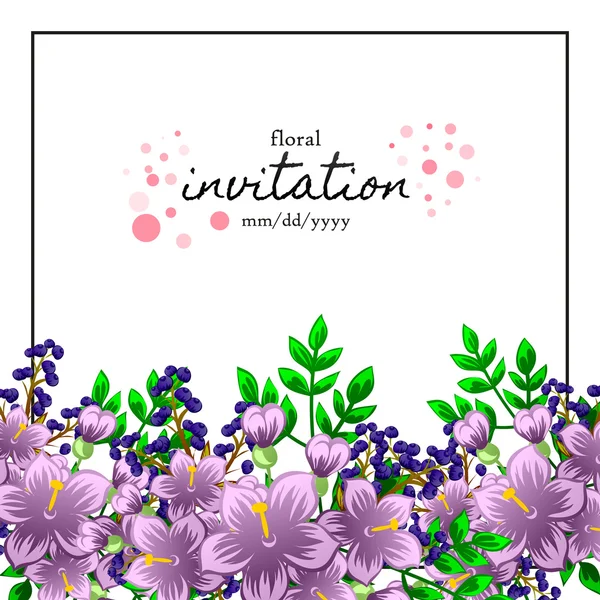 Carte d'invitation avec des éléments floraux — Image vectorielle