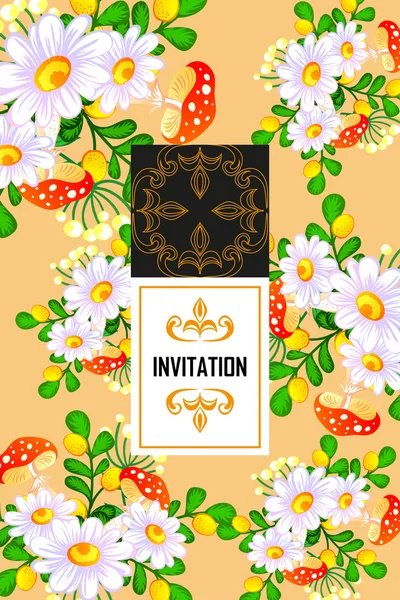 Carte d'invitation avec des éléments floraux — Image vectorielle