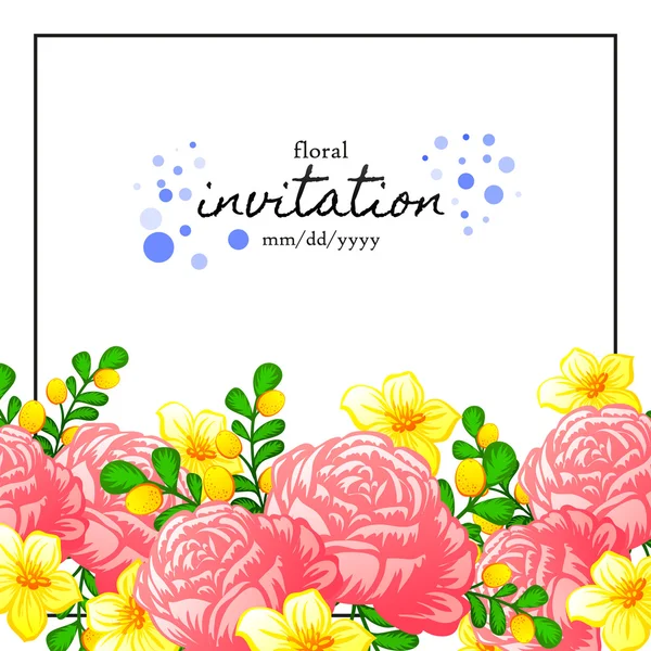 Carte d'invitation avec des éléments floraux — Image vectorielle