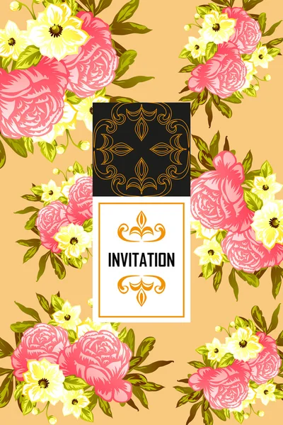 Tarjeta de invitación con elementos florales — Archivo Imágenes Vectoriales