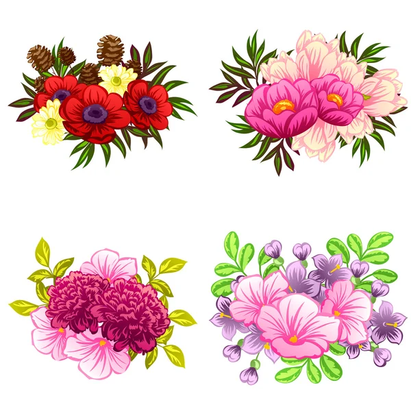 Flower bouquet set — Stock Vector