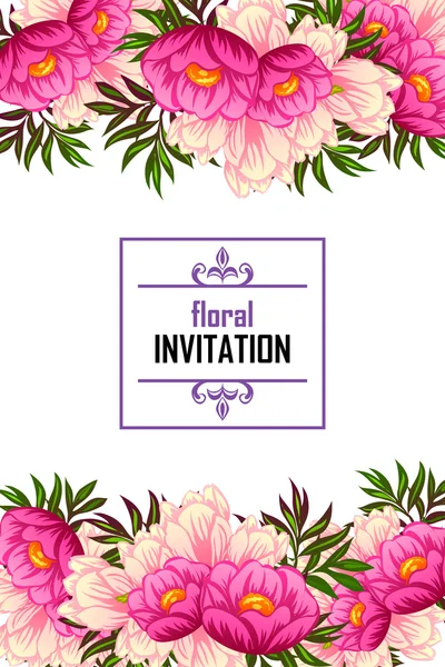 Tarjeta de invitación con elementos florales — Vector de stock