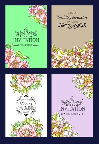 Tarjeta de invitación con elementos florales — Archivo Imágenes Vectoriales