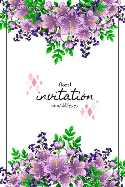 Carte d'invitation avec des éléments floraux — Image vectorielle