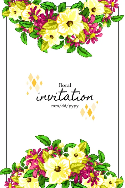 Carte d'invitation avec des éléments floraux — Image vectorielle