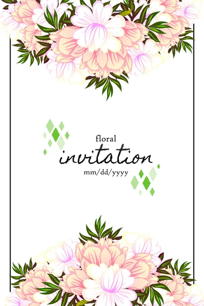 Carte d'invitation avec des éléments floraux — Image vectorielle