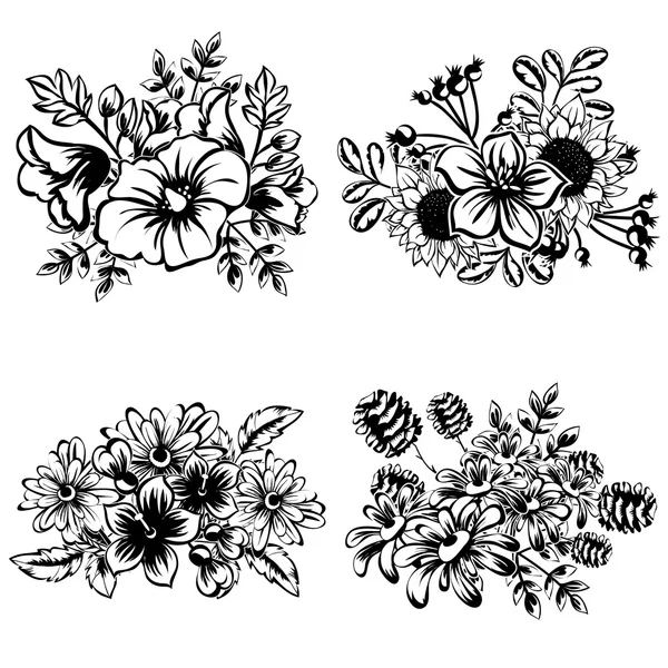 Conjunto de ramo de flores — Archivo Imágenes Vectoriales