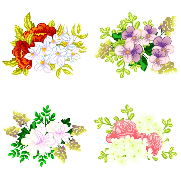 Conjunto de buquê de flores — Vetor de Stock