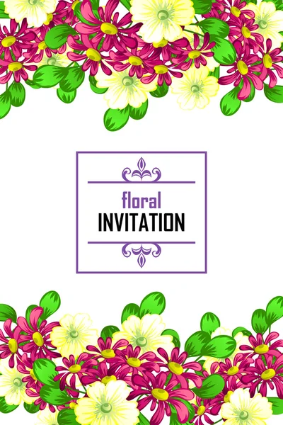 Tarjeta de invitación con elementos florales — Vector de stock