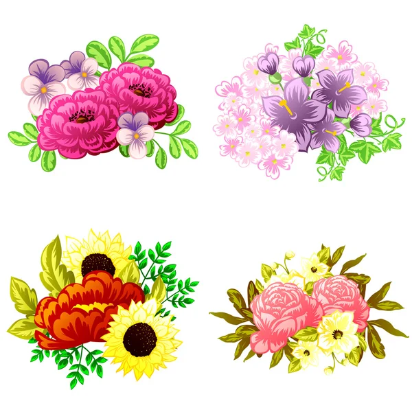 Flower bouquet set — Stock Vector