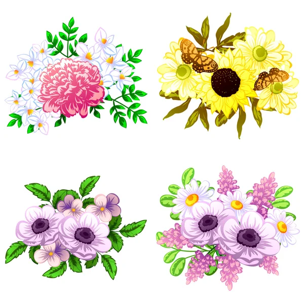 Bouquet de fleurs ensemble — Image vectorielle