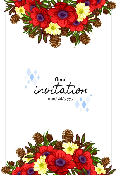 Carte d'invitation avec des éléments floraux — Image vectorielle