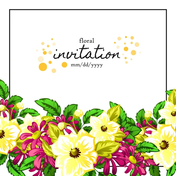 Carte d'invitation avec des éléments floraux — Image vectorielle