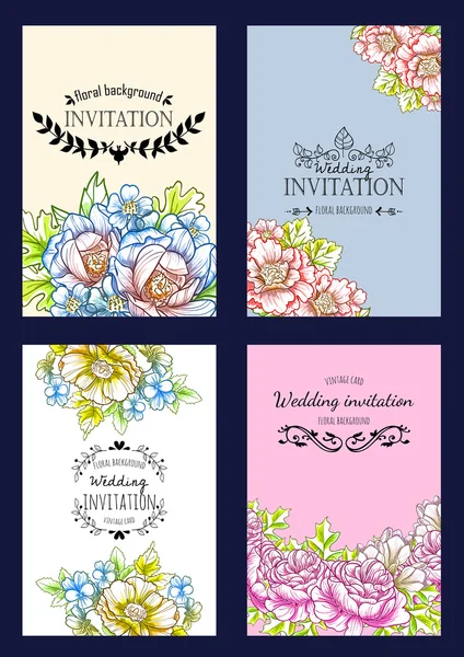 Invitation card with floral elements — Stock Vector