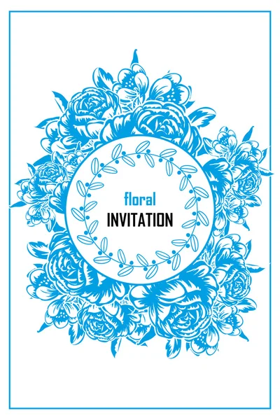 Tarjeta de invitación con elementos florales — Archivo Imágenes Vectoriales