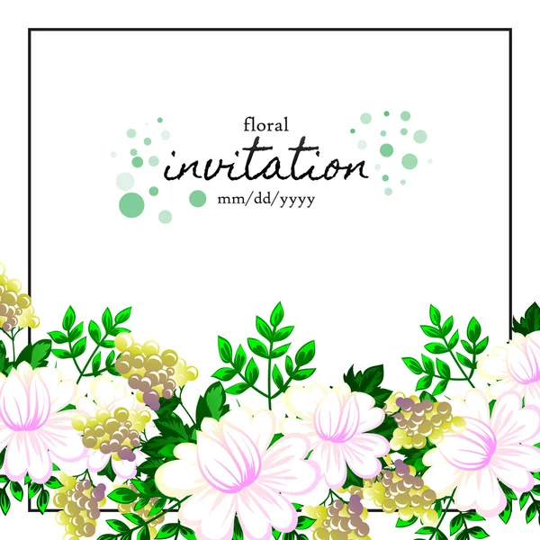 Carte d'invitation avec des éléments floraux — Image vectorielle