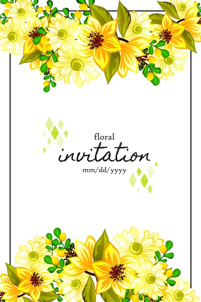 Carte d'invitation avec des éléments floraux — Image vectorielle