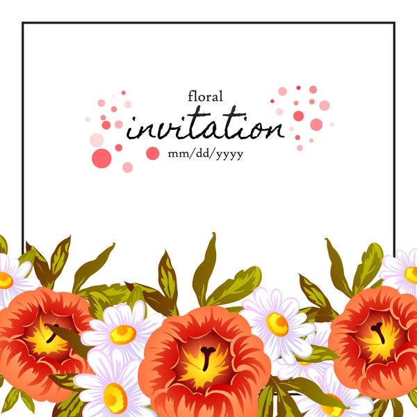 Carte d'invitation avec des éléments floraux — Image vectorielle