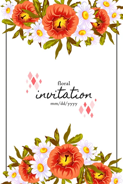 Invitation card with floral elements — Stock Vector