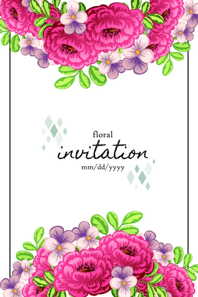 Tarjeta de invitación con elementos florales — Archivo Imágenes Vectoriales