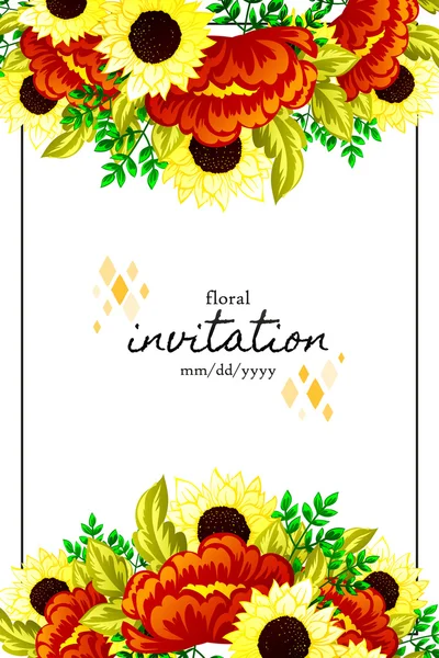 Carte d'invitation avec des éléments floraux — Image vectorielle