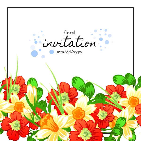 Carte d'invitation avec des éléments floraux — Image vectorielle