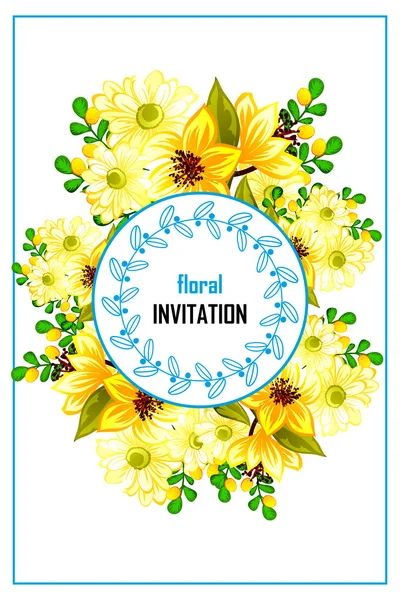 Invitation card with floral elements — Stock Vector