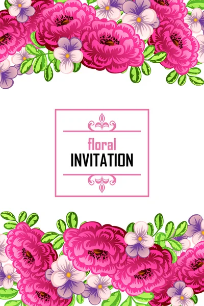 Carte d'invitation avec des éléments floraux — Image vectorielle