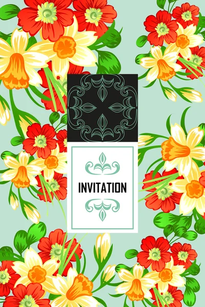 Invitation card with floral elements — Stock Vector