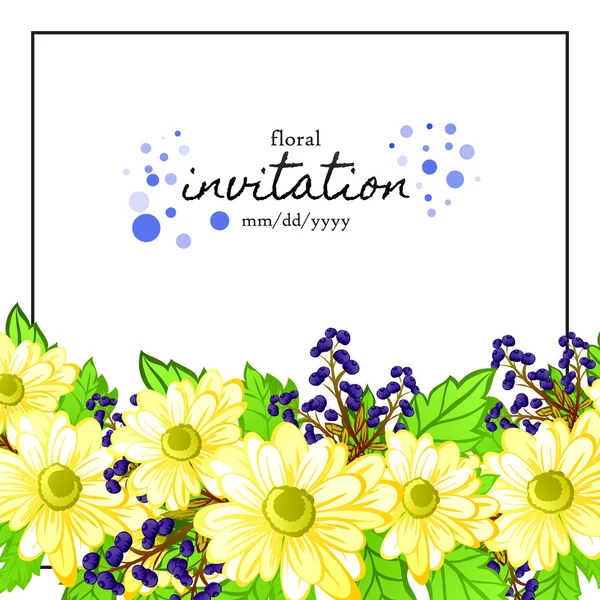 Invitation card with floral elements — Stock Vector